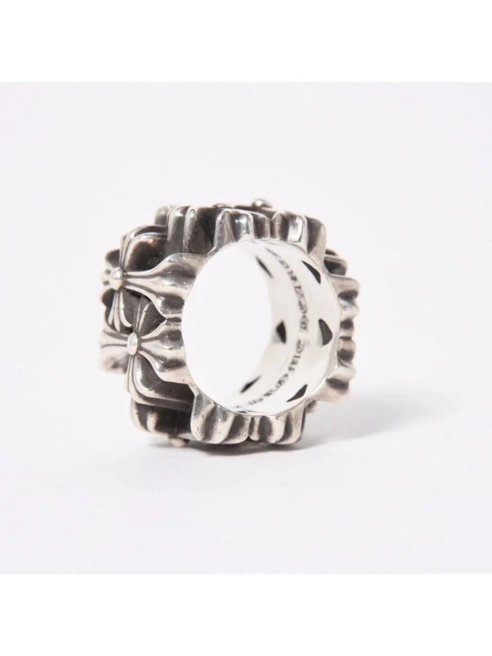 Chrome Hearts Cemetery Square Ring CH Cross 925 Sterling Silver